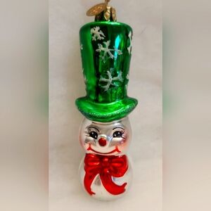 Christopher Radko Happy Hightop Snowman Glass Ornament, 5" Handpainted Handblown